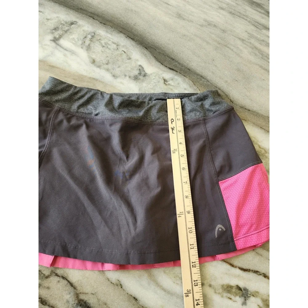 HEAD Womens Medium Gray Pink Pleated Athletic Tennis Skort with Pocket